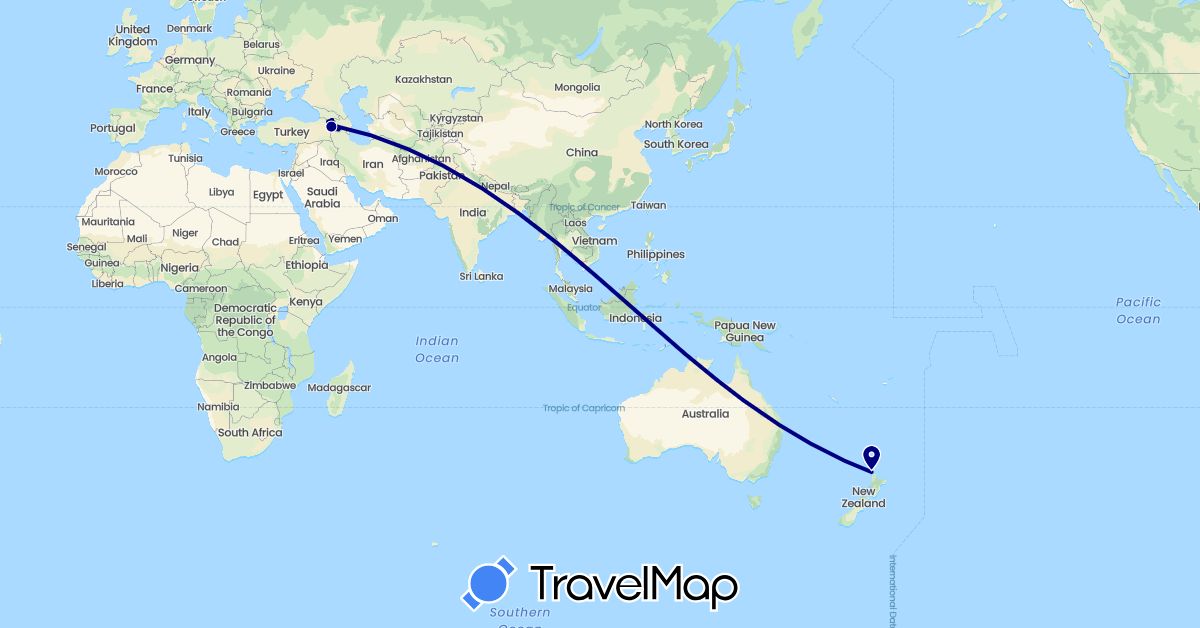 TravelMap itinerary: driving in Armenia, New Zealand (Asia, Oceania)